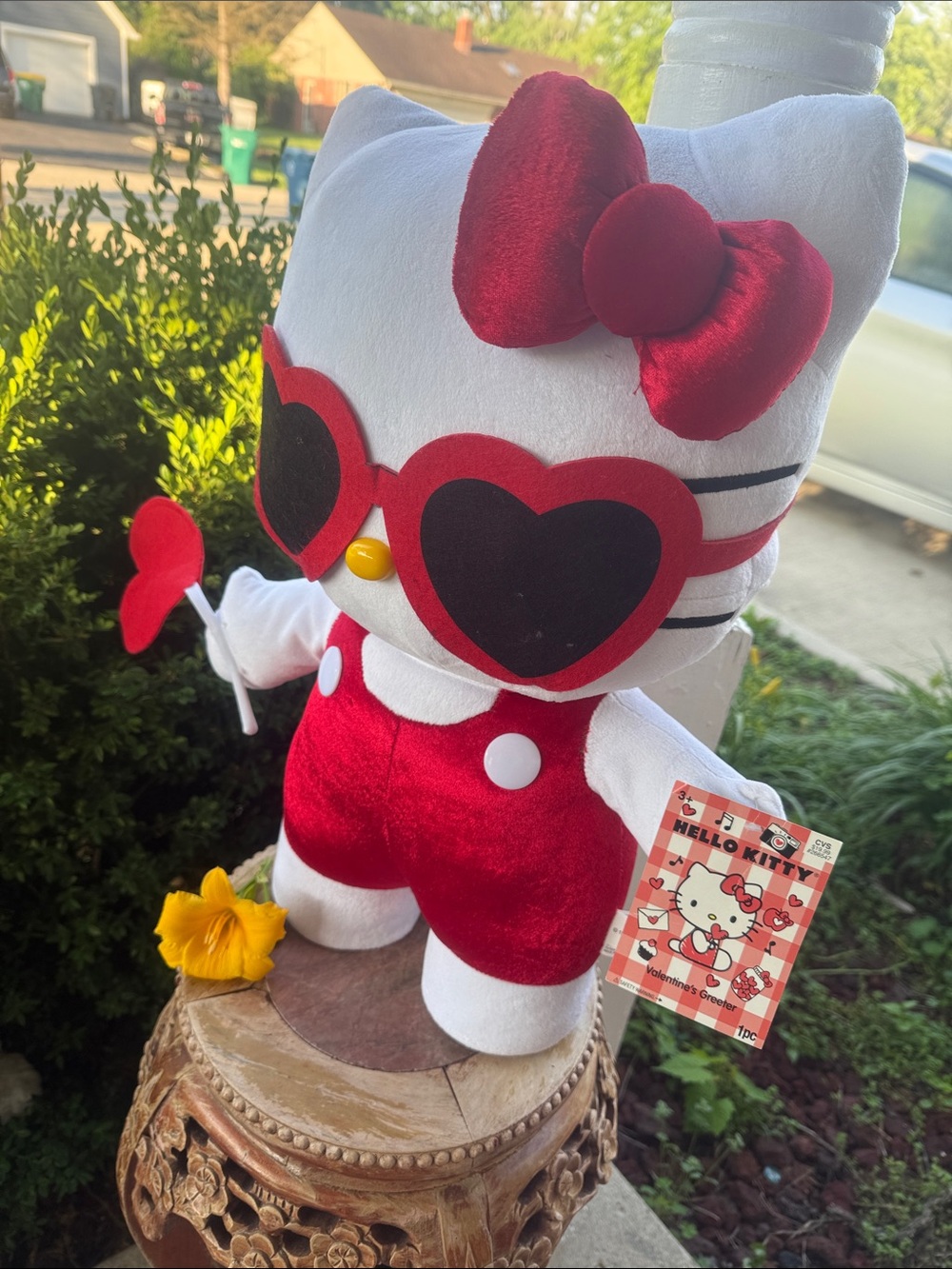 ❤️🤍Gemmy Hello Kitty Sanrio Valentine's Greeter Red Heart Bow Plush Stuffed Doll